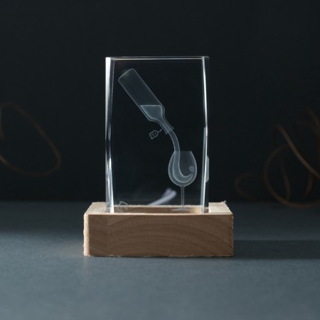 Souvenir glass backlight "Rectangle. Glass and wine" Tree, USB 7x7x10-3