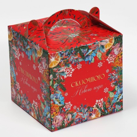 Confectionery box with a window, a chest, "New Year's botanist" 20 x 20 x 20 cm, New Year-4