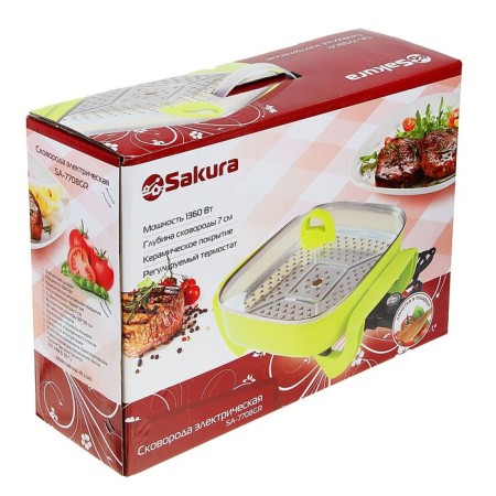 Electric Sakura SA-7708GR, 1500 W, 30x30 cm, depth 7 cm-7