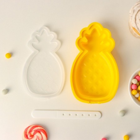 Ice cream form with a lid of the pineapple, silicone, 14 × 8.5 × 2.5 cm, yellow color-2