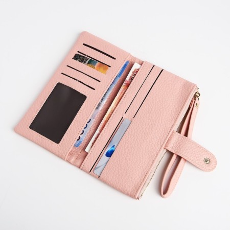 Women's wallet on the button, pink color-3