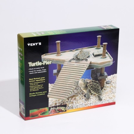 Platform for turtles on adjustable supports with a floating bridge-5