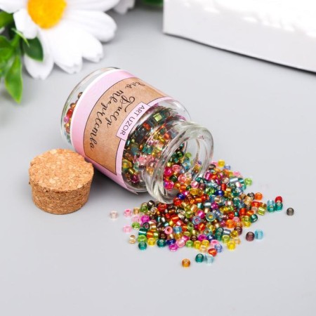 12/0 round beads in the bottle "multi-colored" transparent-color 20 g-1