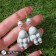 Earrings with pearls "Rabbit" Soft, white-gray color in gold