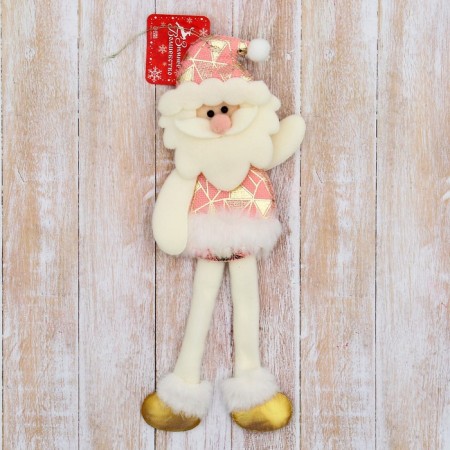 Soft suspension "Santa Claus in a shiny suit, long legs" 8x27 cm, pink-1