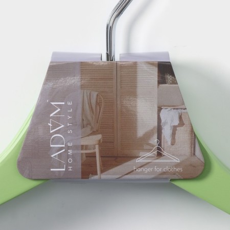 Shoulders - Wooden hangers Ladoom Brillant, 44.5 × 23 × 1.2 cm, 3 pcs, Green color-8