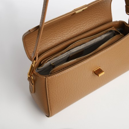 Bag Women's Messenger on the Textura valve, average size, brown color-8