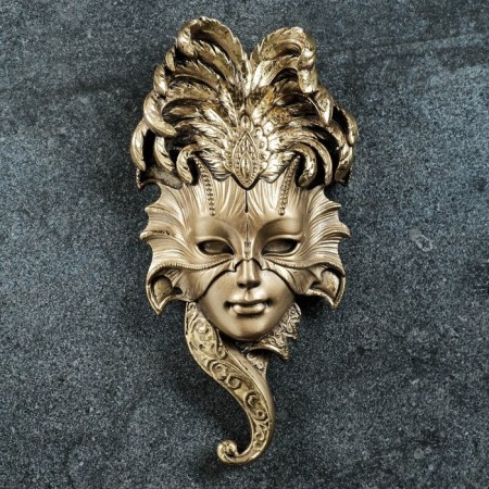 Panel "Mask" 28x14x5 cm, bronze with gilding-1