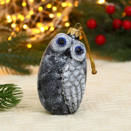 Christmas tree toy "owl" manual painting, 11 cm
