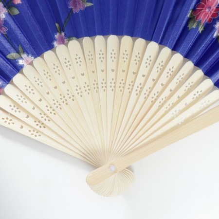 Fan bamboo, textile h = 21 cm "flowers" with a cover, blue-3