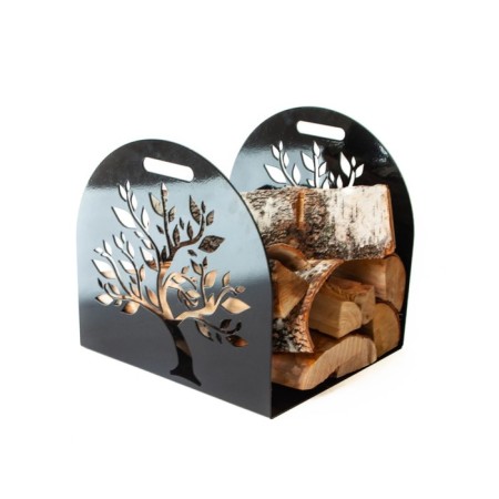 Drovnya, decor "Wood", 370 × 400 × 380 mm, black color