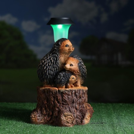 Garden Light "Three Hedgehogs on a Stroke with a Lantern" 34x26cm-6