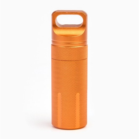 A waterproof keychain-container for small things, orange, 11 cm-1