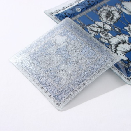 Table of table "poppies", 7 items: 30 × 30 cm - 1 pc, 18 × 18 cm - 6 pcs, color blue-2