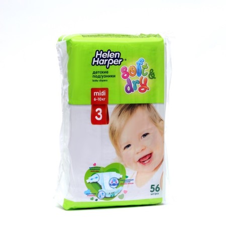 Children's diapers Helen Harper Soft & Dry Midi (6-10 kg), 56 pcs.-2