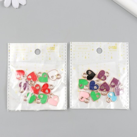 Decor for creativity plastic for metal "Heart in the heart" Mix set 10 pcs 0.2x1.5x1.9 cm-4