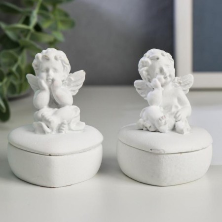 Souvenir Polystone Casket "Snowthrough angel on the heart" MIX 6.3x4.7x4.7 cm