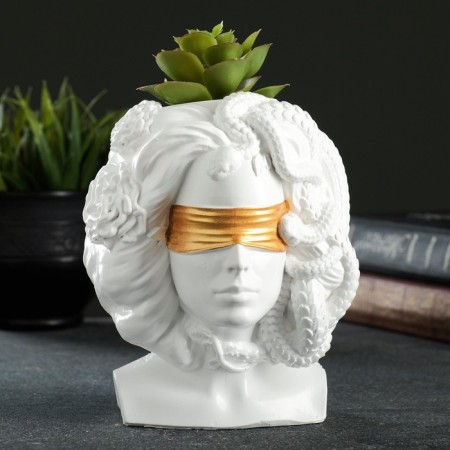 Kashpo - organizer "Gorgon Medusa" White with gold, 13x15x11cm-1