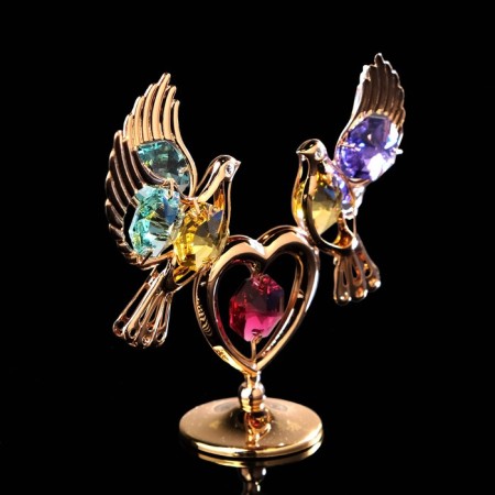 Souvenir "Pigeons on the Heart", 3 × 9.5 × 8 cm, with crystals-2