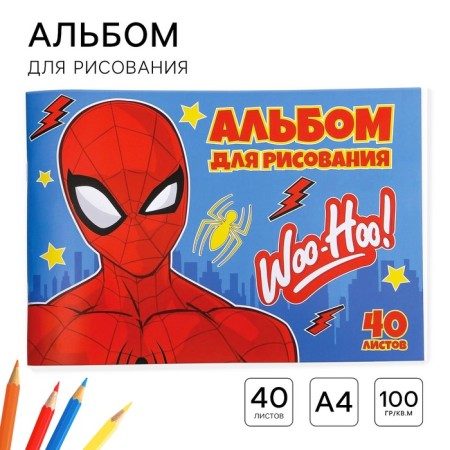 Album for drawing A4, 40 sheets 100 g/m², on paper, spider-person