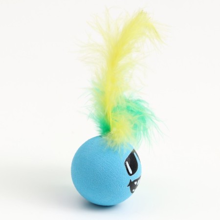 Ball for cats with feathers "Emotions", 5 cm, blue-1
