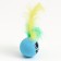 Ball for cats with feathers "Emotions", 5 cm, blue