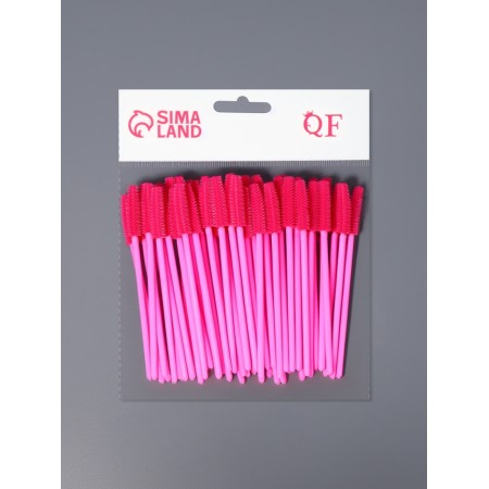 Brushes for eyebrows and eyelashes, silicone, set - 50 pcs, 10.5 cm, pink color-6