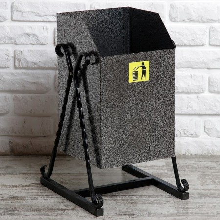 Street urn "square on bent legs" 22 l, gray, tank 0.5 mm, 50 x 33 x 33 cm