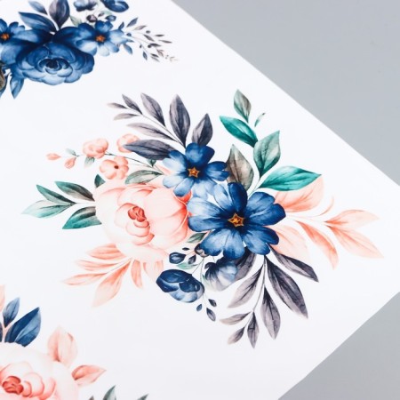Sticker Plastic Interior color "Pink-blue flowers" 35x60 cm-3