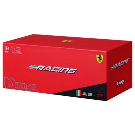 Racing machine BBURAGO Ferrari 488 GTE 2017, DIE-CAST, 1:43, Red color-12