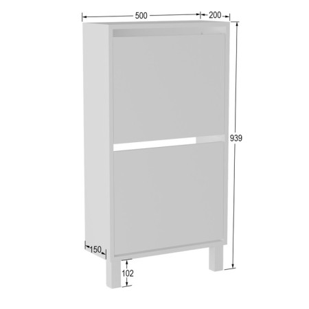 Higs 02 shoe cabinet, 500 × 200 × 939 mm, white / white color-3