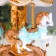 Souvenir Musical Mechanical Light "Carousel - Horses" Blue 12.3x12.3x18 cm