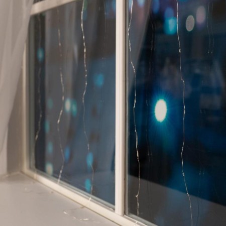 Garland "Curtain" 1.6 × 1.6 m dew, IP20, silver thread, 160 LED, glow of multi, 8 modes, 220 V-5