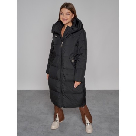Coat insulated winter female, size 42, black color-7
