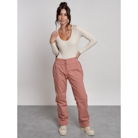 Warmed female trousers, size 50, color light brown-12