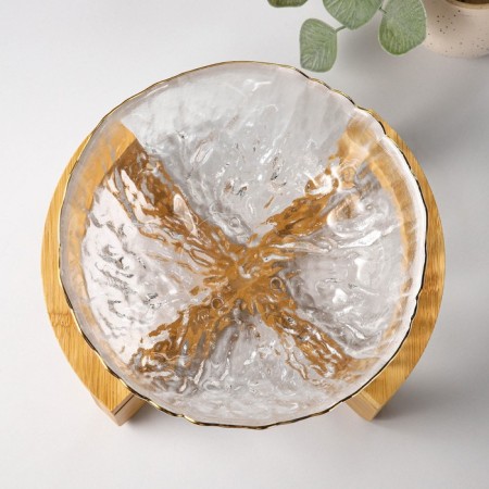 Glass salad bowl on the stand "Sticking", 1.2 liters-5