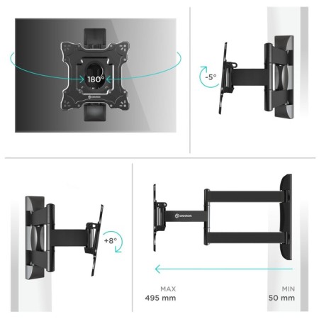 Onkron M4S bracket, for TV, inclined-dwelling, 17 "-43", 55-500 mm from the wall, black-2