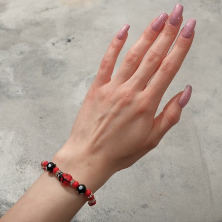 Bracelet-cooker "Children's" ladybug, red-white color, d = 4 cm-4