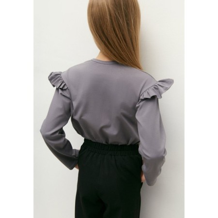 Лонгслив детский Amarobaby Ruffle, рост 128 см, цвет серый-10