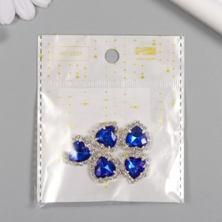 Decor for creativity Metal "Medalon Heart in Rhilizers" Blue 1.8x1.7 cm-3