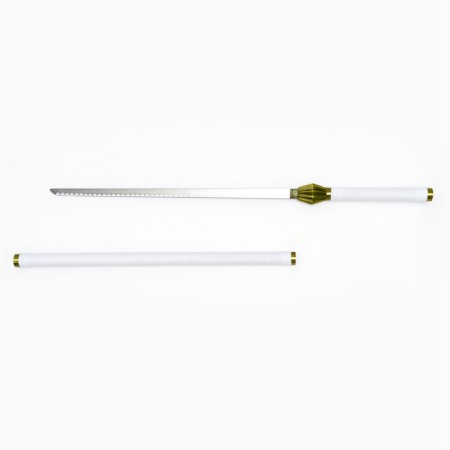 Souvenir weapon "Pachi katana" 100 cm, white with gold, on a stand
