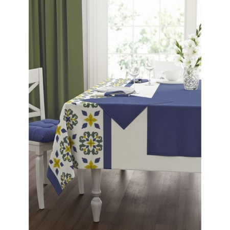 Mayolika tablecloth, size 140x220 cm, blue color-3