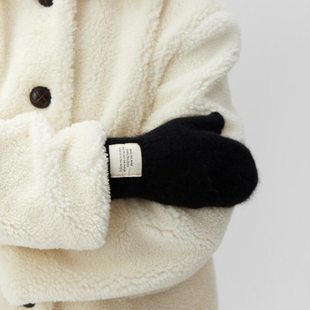 Women's mittens MIST with rabbit wool, rr 22 cm, col. black-1