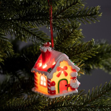 Fir -tree toy "Ginger House" 6 × 8.5 × 5.5 cm, from batteries, glow warm white