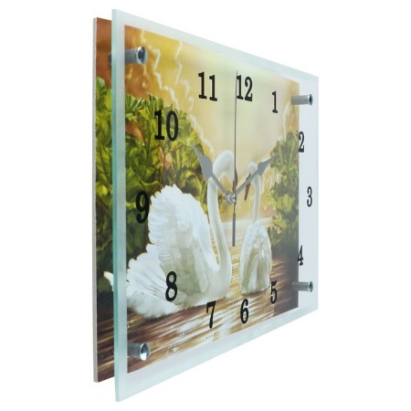 Carty clock is wall, series: animal world, "swans", 25x35 cm-1