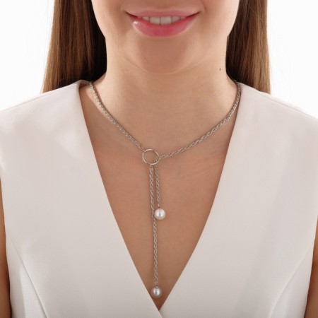 The pendant "Aesthetics" on the ring, the color is white in silver, l = 76 cm-2