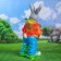 Garden figure "Hare with Mishka" 57cm mix
