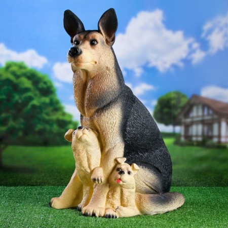 Garden figure "Shepherd with puppies Big" 45x37x71cm