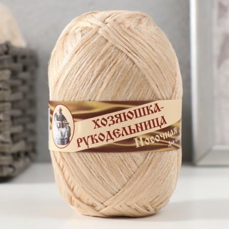 Yarn "NOSTOCE PRODUCATION" 100% polypropylene 200 ± 20m/50g set 2pcs (dark flax, beige)-1