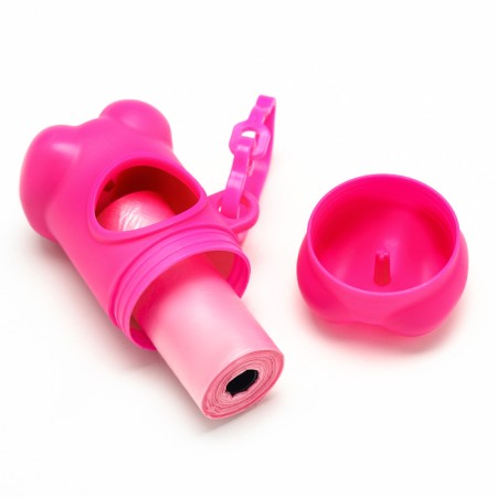Container-button with cleaning bags (roll 15 bags 29x21 cm), pink-1